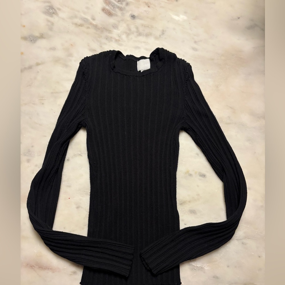 H&M Black Textured Knit Top